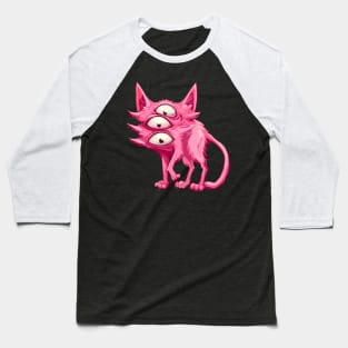 Weird strange pink cute cat mutant Baseball T-Shirt